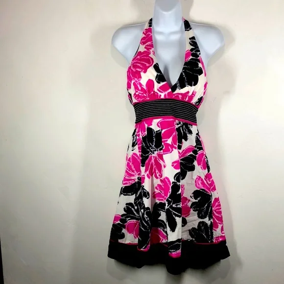 Speechless pink and black floral halter dress size 13 Speechless pink and black floral halter dress size 13